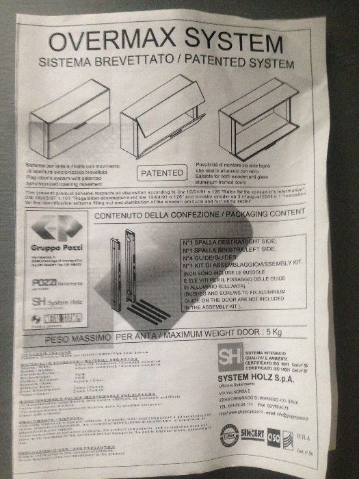 HolzSystem OVERMAX для синхронного открывания дверей навесного шкафа