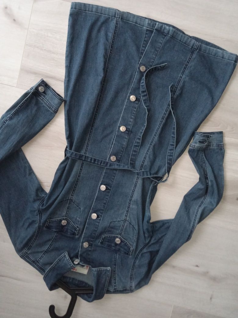 S/M sukienka jeansowa Orsay szmizjerka z paskiem jeans