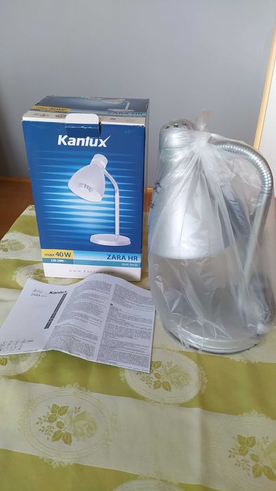 Lampka biurkowa Kanlux srebrna wysokość 29cm Zara HR