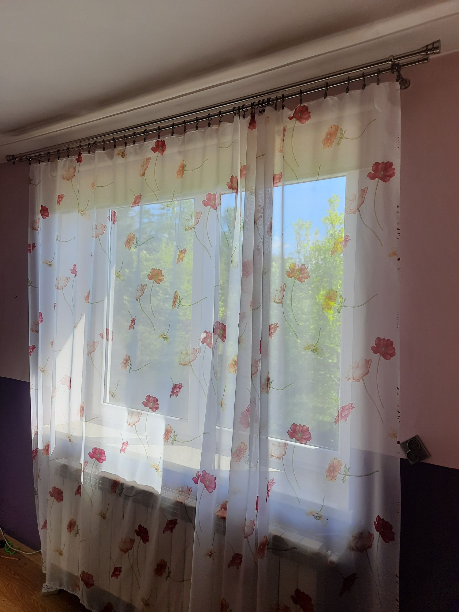 Karnisze srebrne srebro firanki makarony i kwiaty