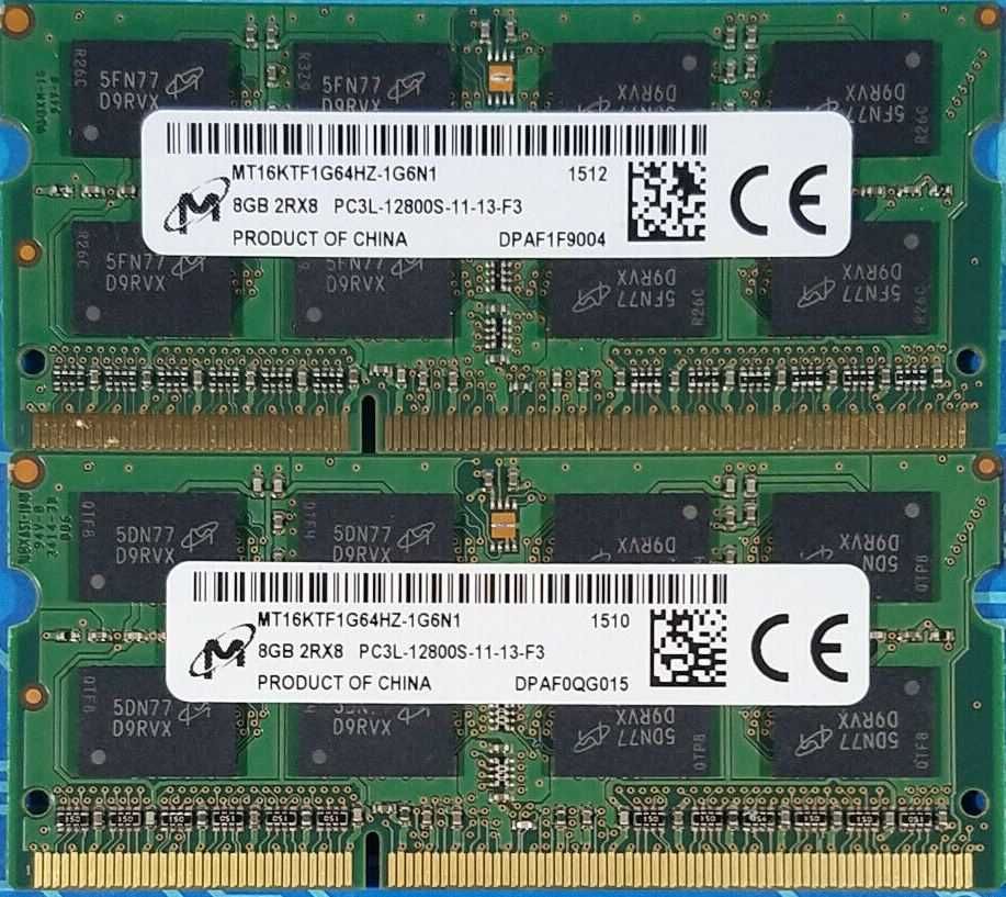 Оперативная память RAM 16GB(2х8) Micron 1.35v DDR3l-1600 12800 PC3l