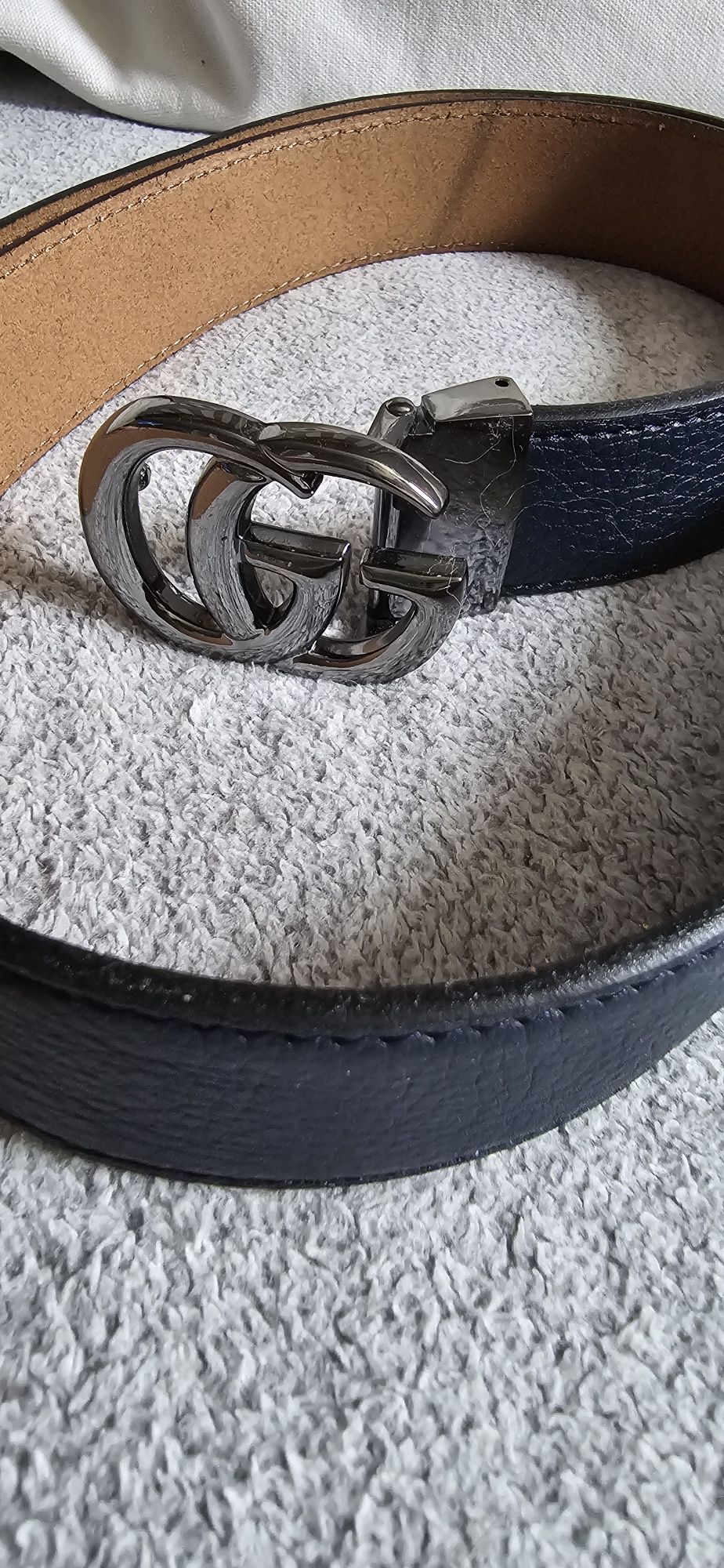 Pasek w stylu Gucci – z klamrą GG, czarny, rozmiar 115