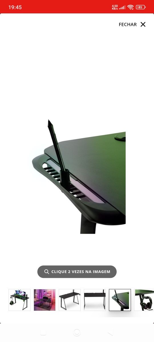 Secretária e Mesa de Jogos Ergonómica Gameplay Pro Carbon Green com Su