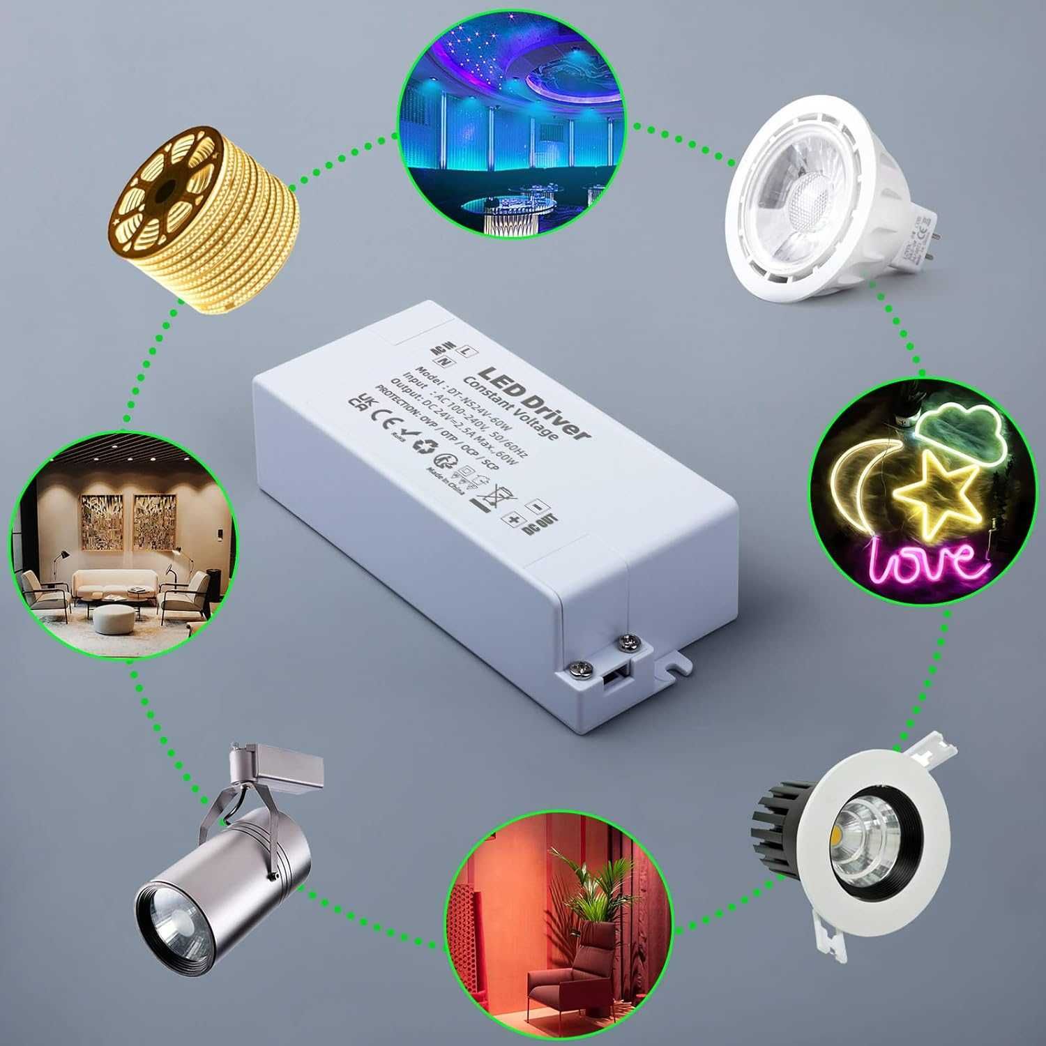 Zasilacz do LED REYLAX 24V 60W 2.5A przetwornik transformator AC DC