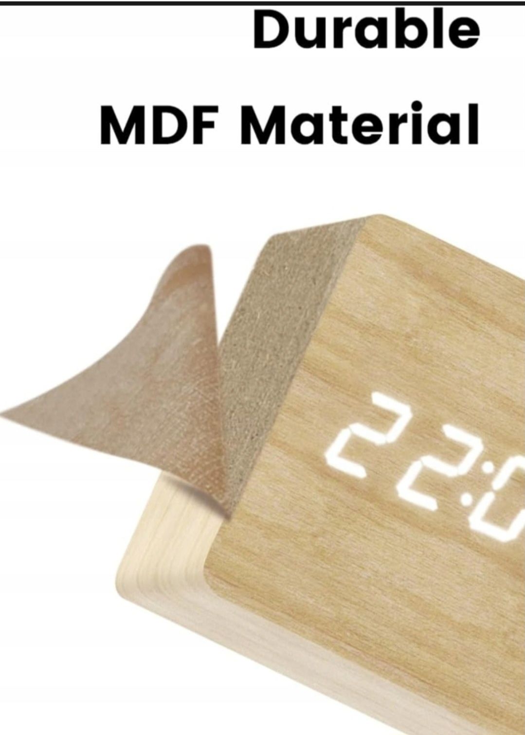 Zagar alarm budzik cyfrowy imitacja drewna above clock