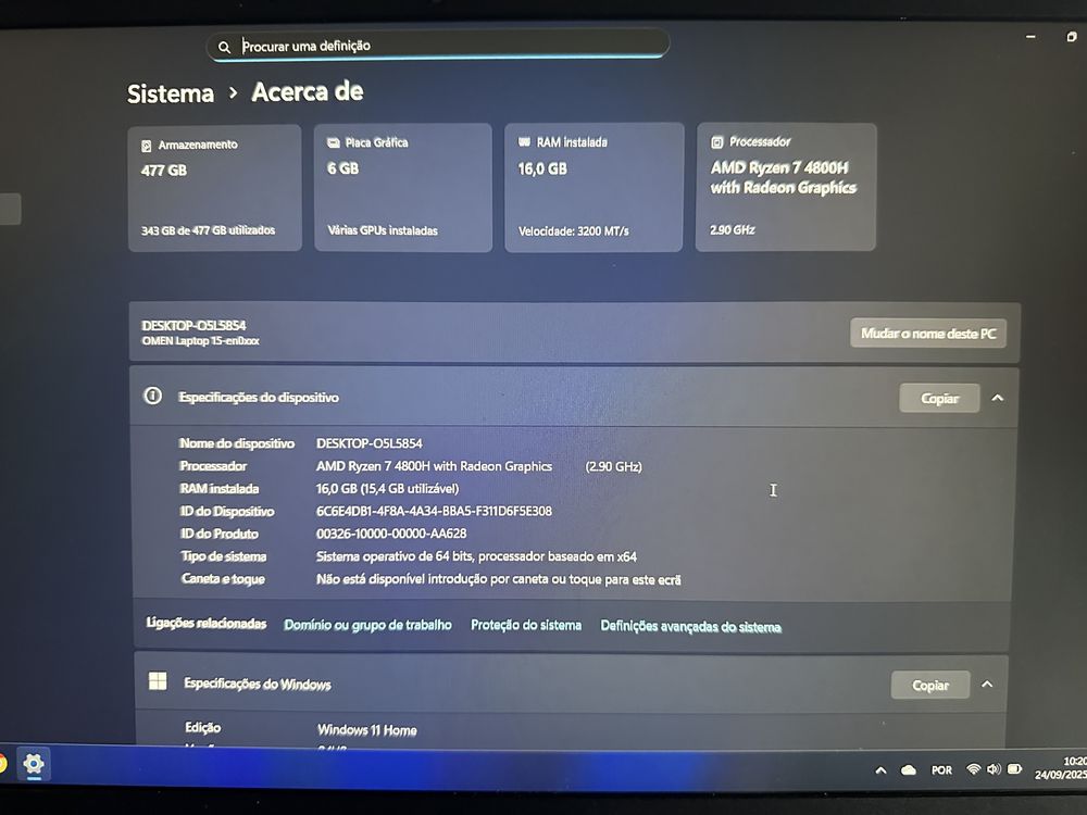 Portatil HP Omen 15 en007np