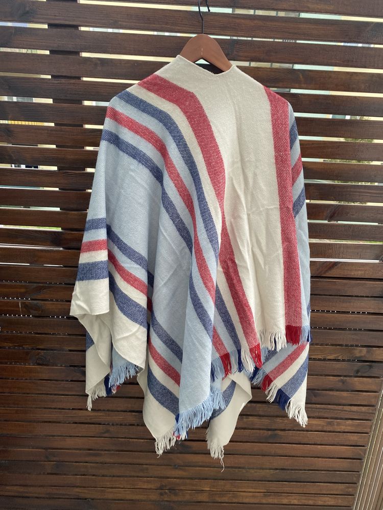 Ponczo chusta Stradivarius Zara krata M/L