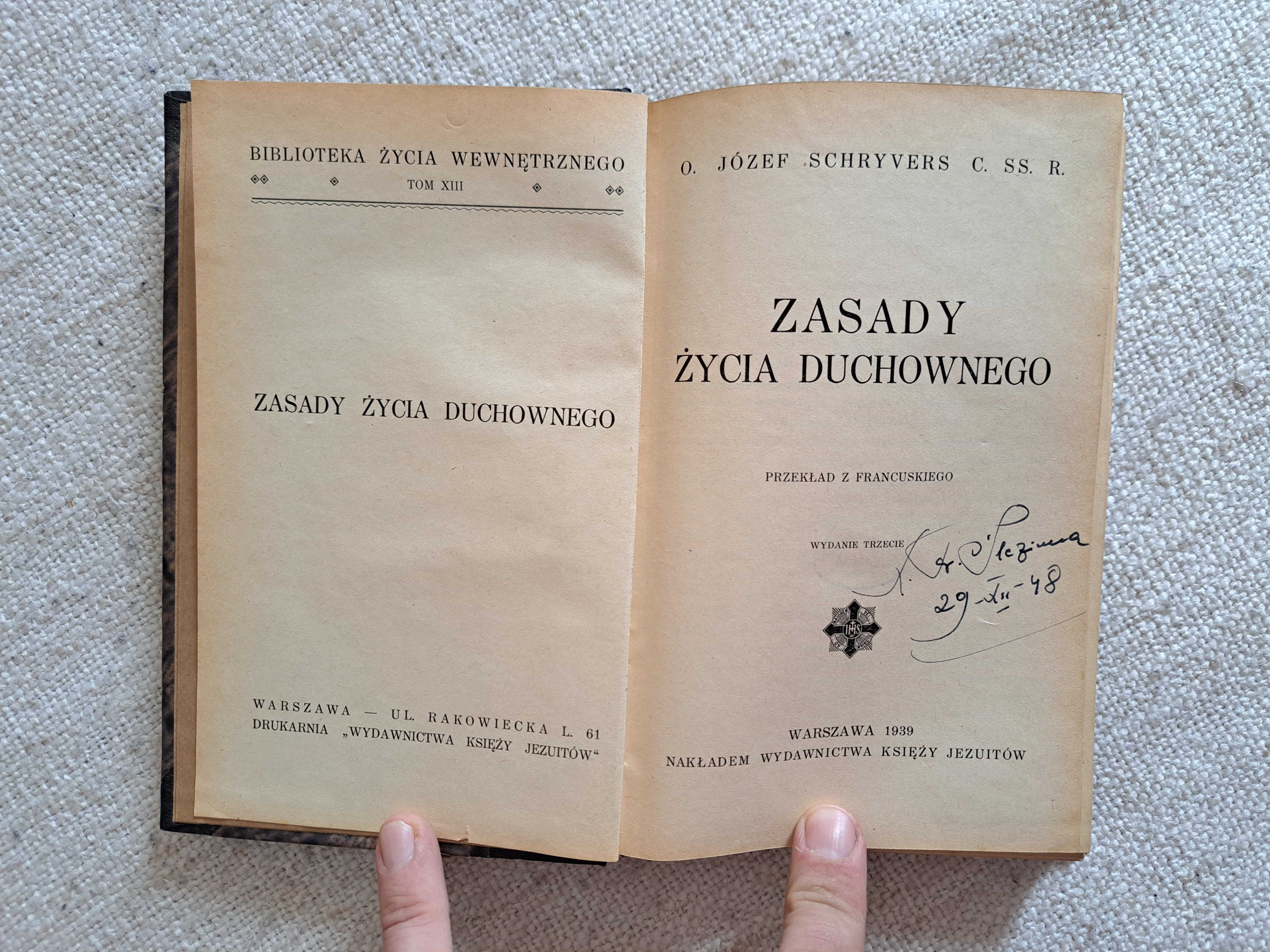 1939 rok. Zasady życia duchownego. Schryvers