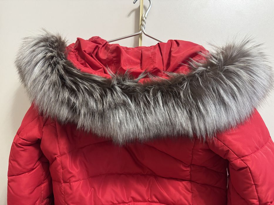 Зимовий жіночий пуховик, червоного кольору,HaiLuoZi, Л(46), з хутром