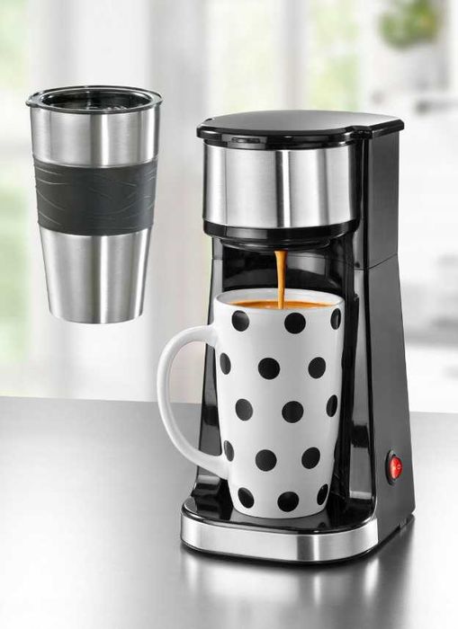 Ekspres do kawy + 2 kubki termiczny i ceramiczny