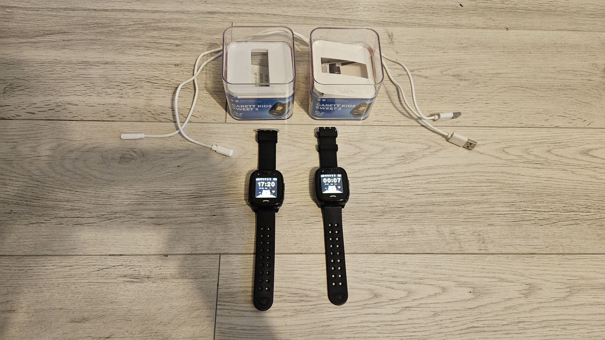 2x zegarek smartwatch garett kids 2 sweet czarny dla bliźniaków