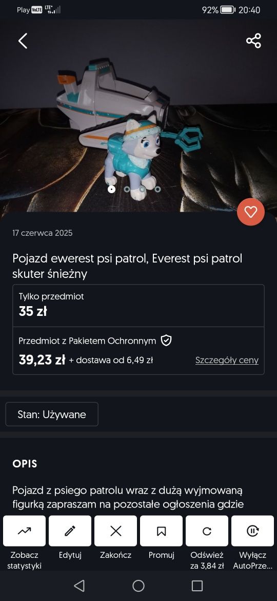 3 Pojazdy psi patrol Everest Tracker i marchall, pojazd +figurka