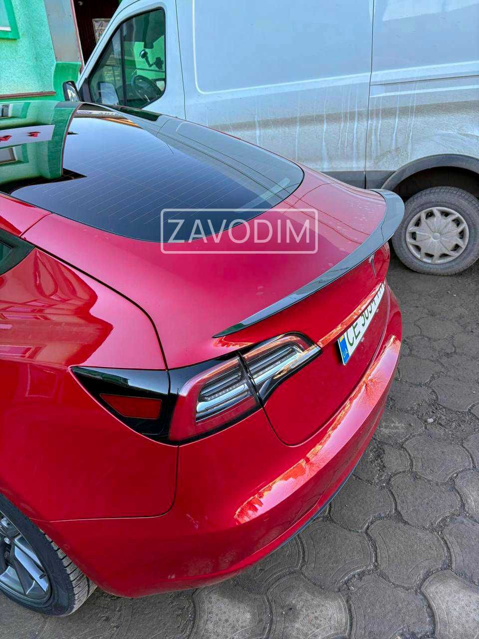 спойлер tesla s 3 2017-2024 Performance Plaid ABS сабля Чорний + скотч