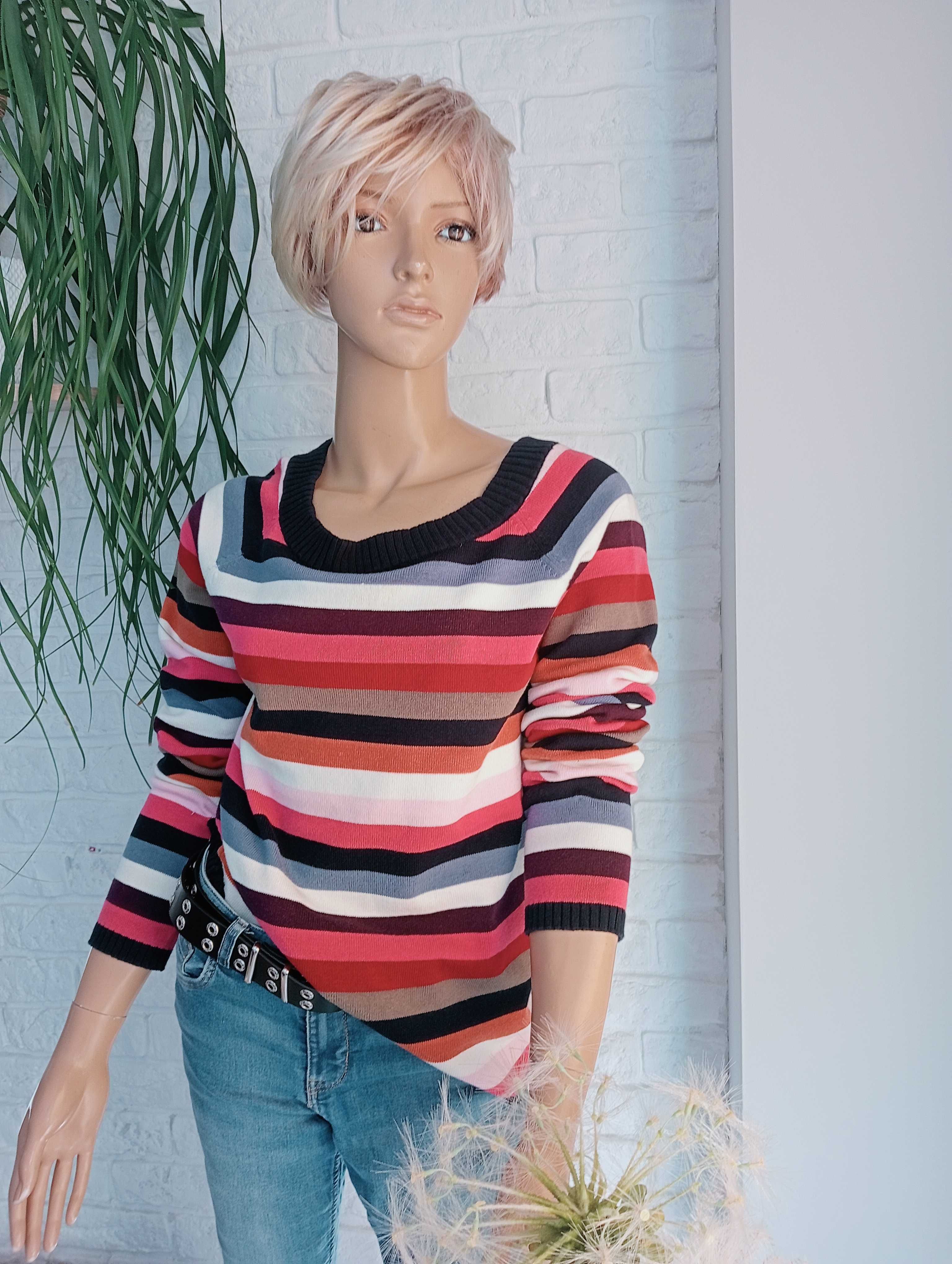 Bawełniany sweter damski w paski kolorowy 40-42/M-L Lindex