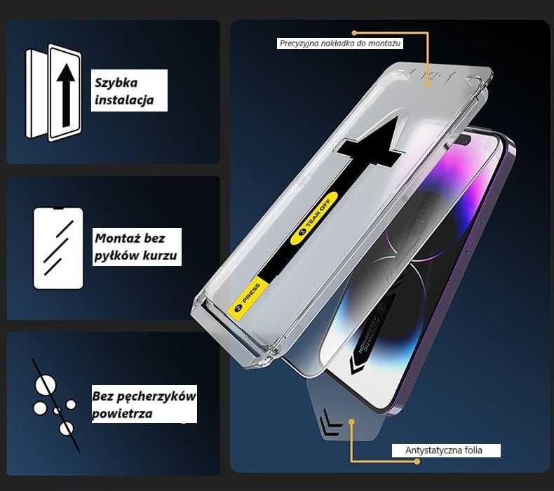 Szkło prywatyzujące / ochronne do iPhone z aplikatorem