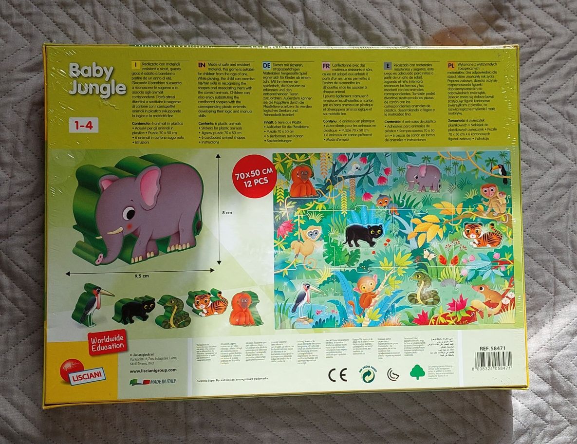 NOWE zafoliowane puzzle zwierzęta baby jungle