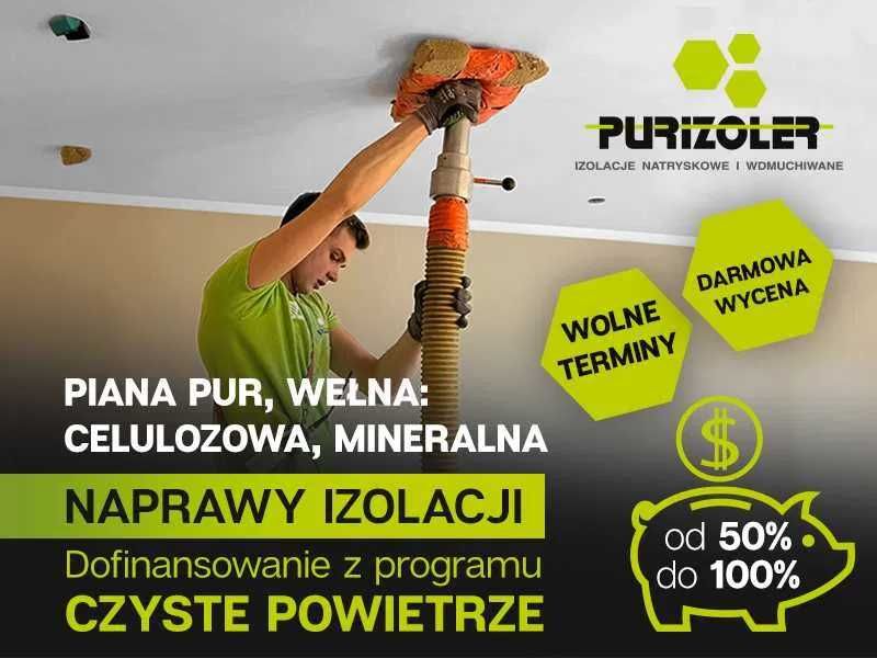 Ocieplenia poddaszy, wełna, celuloza, piana PUR naprawa po kunie