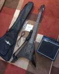 baixo elétrico + amplificador + conjunto de cordas + case