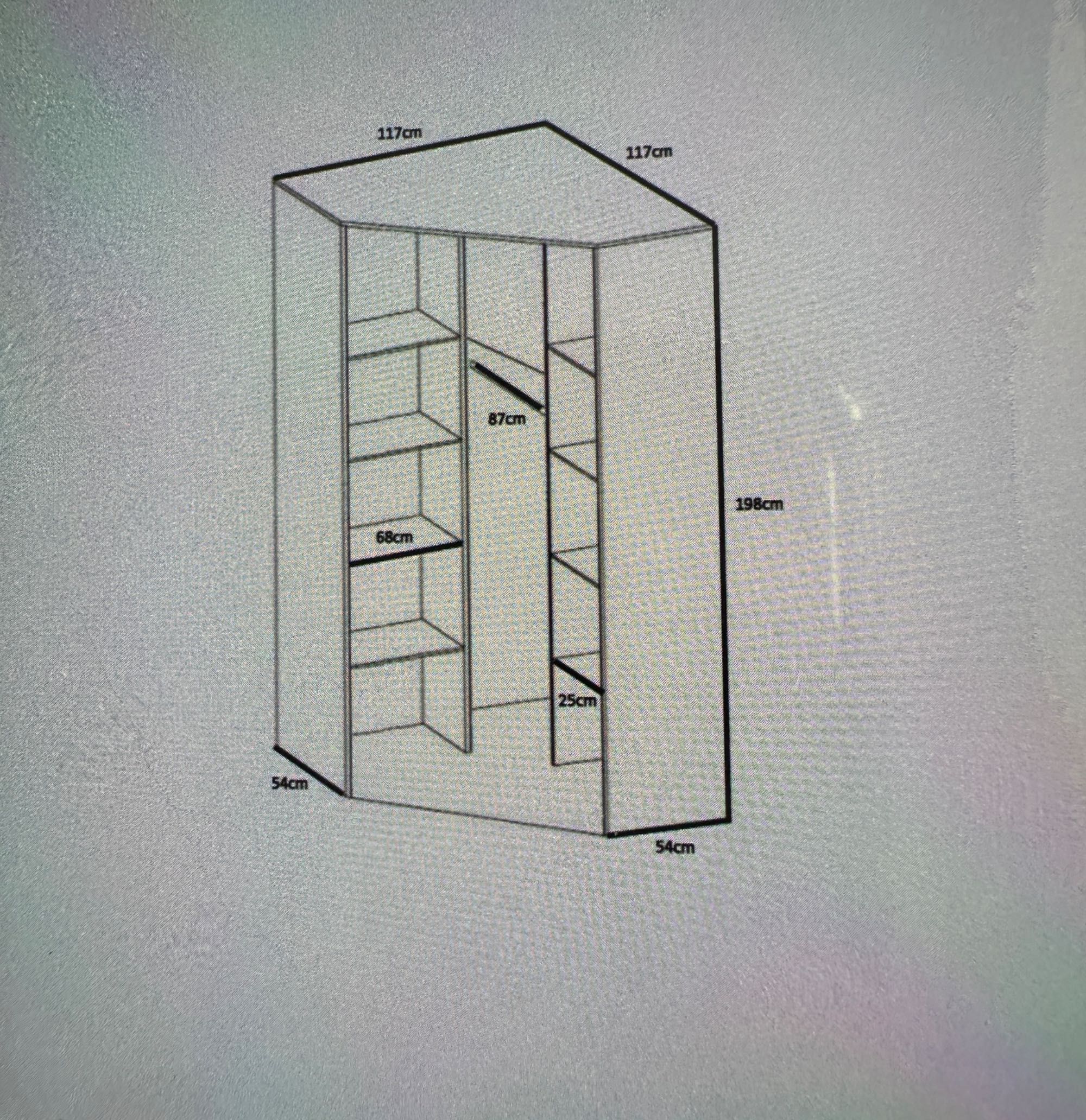 Szafa narożna, biały połysk 117 cm