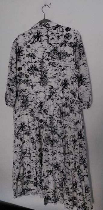 Biała maxi sukienka z podszewką bawełna jedwab 48, 50