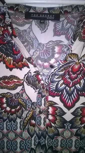 TOP SECRET biała kremowa koszula bluzka we wzory w kwiaty boho folk