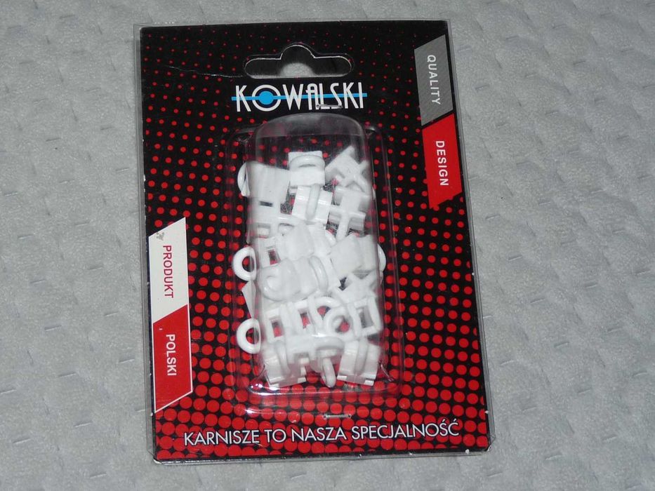 Ślizgi plastikowe do karniszy Kowalski 20 szt. białe plastikowe