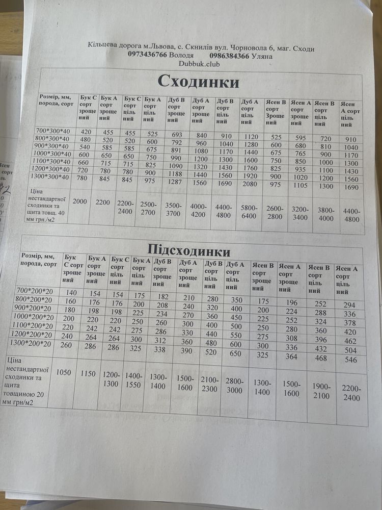 Сходинка бук с сорт 800х300х40мм. Сходи.