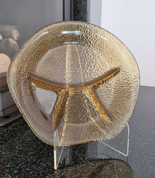 Talerz kabaret sahara JSD Zabkowice szklo prasowane prl