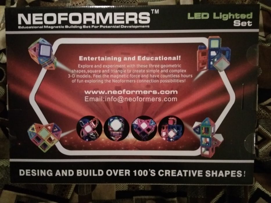 Магнитный конструктор светящийся neoformers led lighted set (56 дет.)