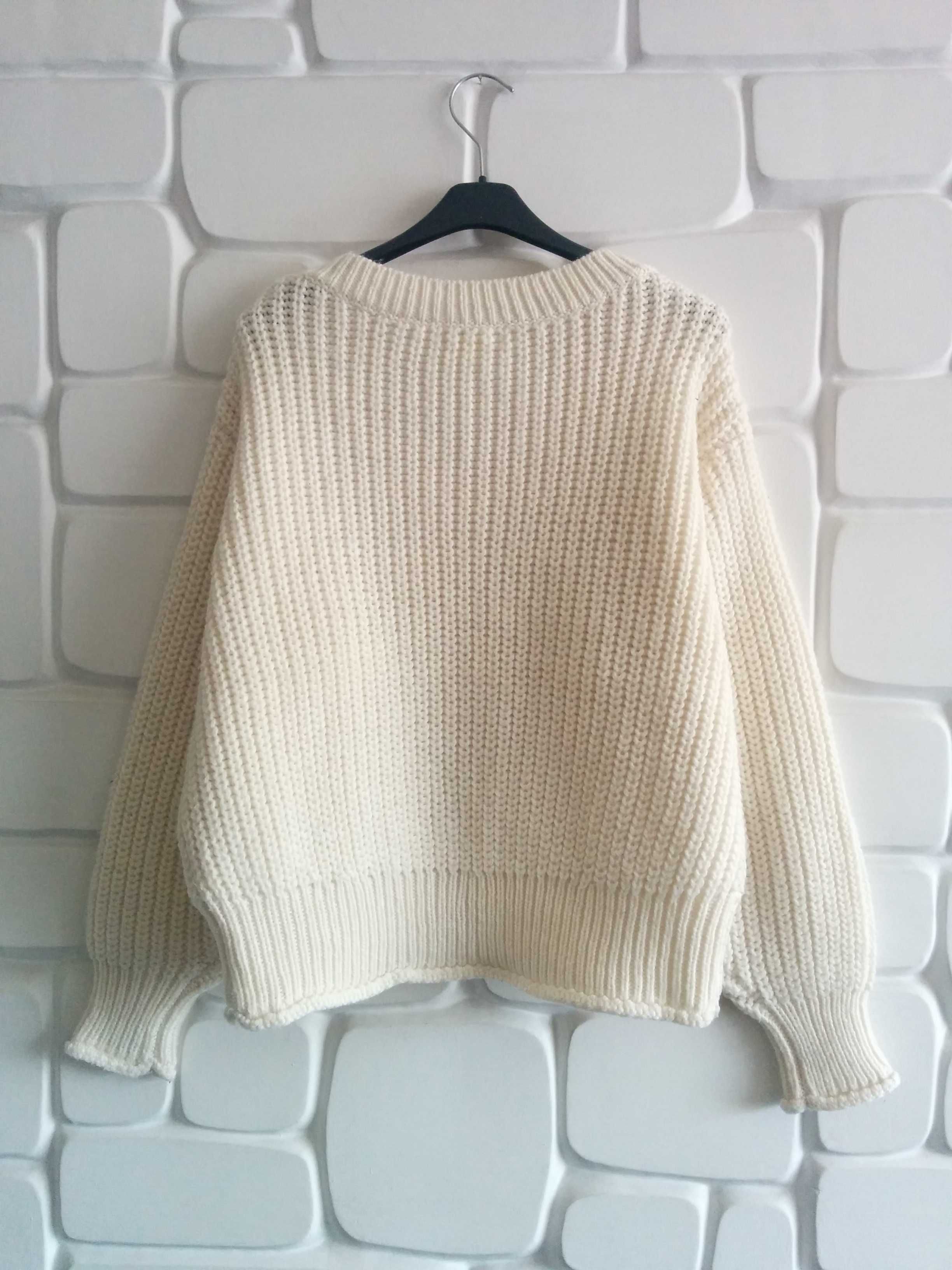 H&M luźny sweter - damski sweter z dekoltem V - sweter w serek