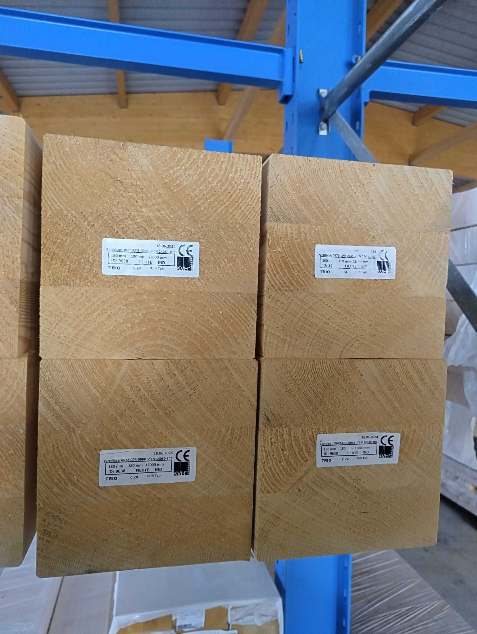 Drewno konstrukcyjne KVH C24 TRIO 180x180mm, drewno klejone świerkowe