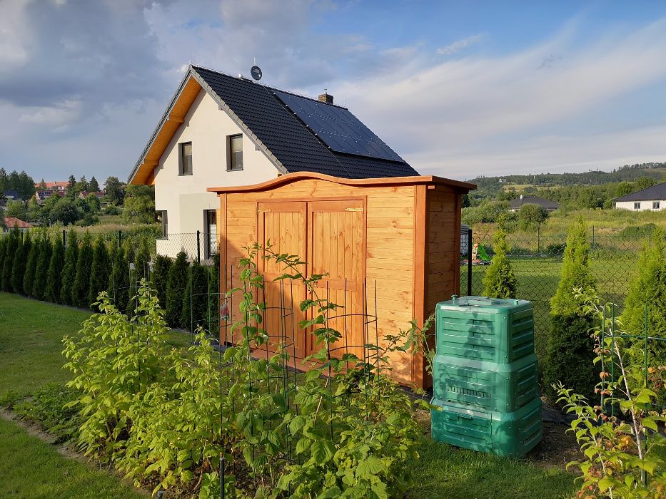 Domek narzędziowy 3,14 x 1,1m z dachem falowym (podwójne drzwi)