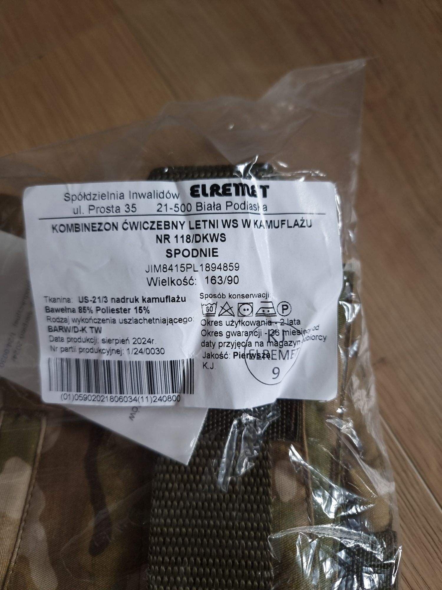 Mundur ćwiczebny letni wojsk specjalnych r. 100/163 r. S/M 118/D