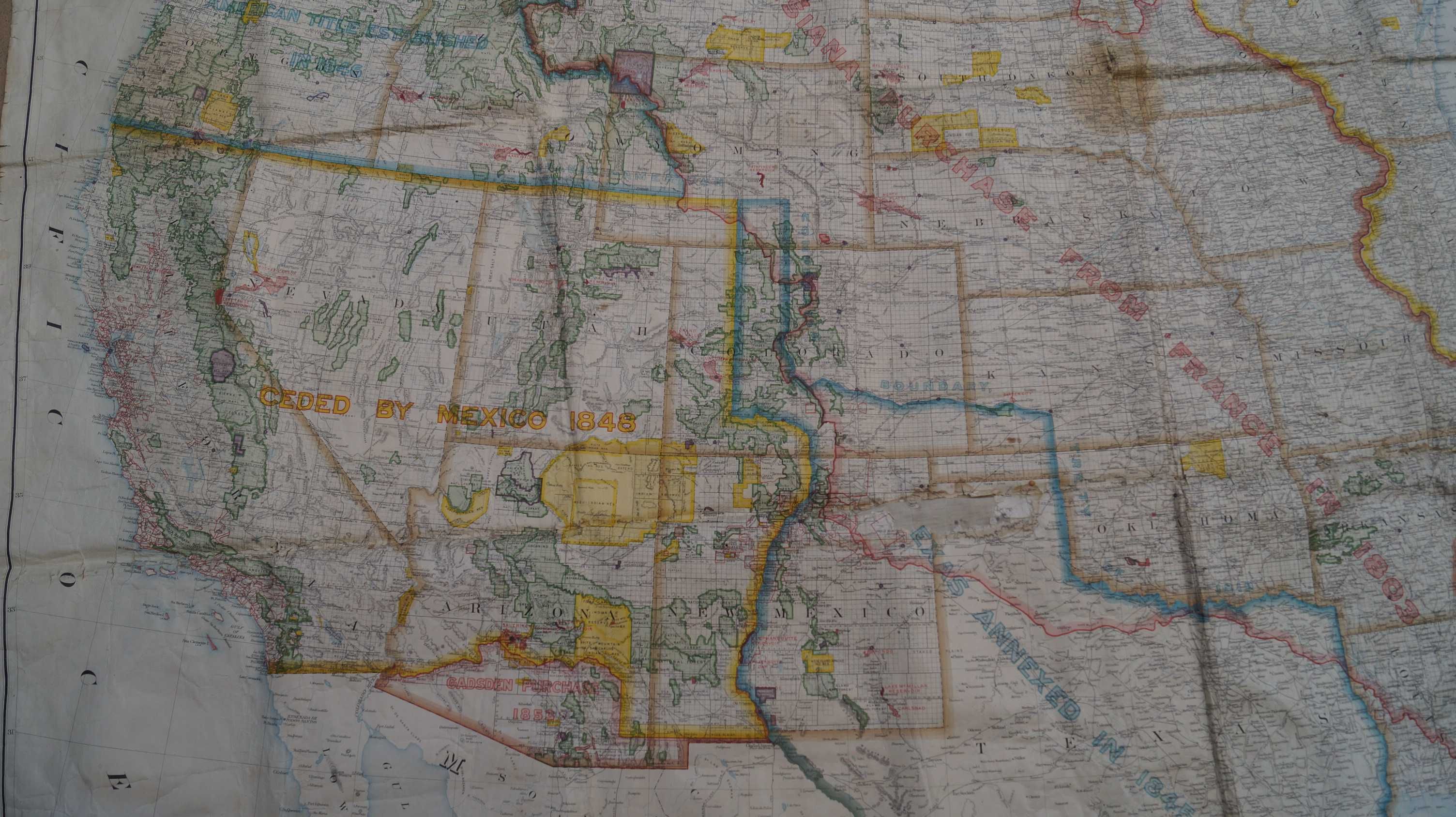 Mapa Stany Zjednoczone na płótnie 1916 - 210 x 155 cm