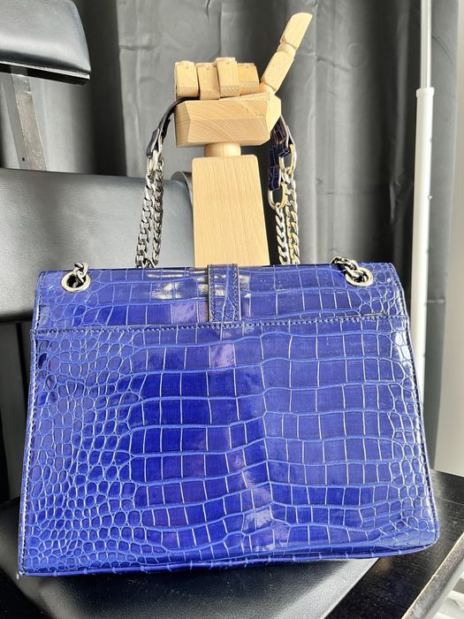 Yves Saint Laurent crocodile leather bag blue
