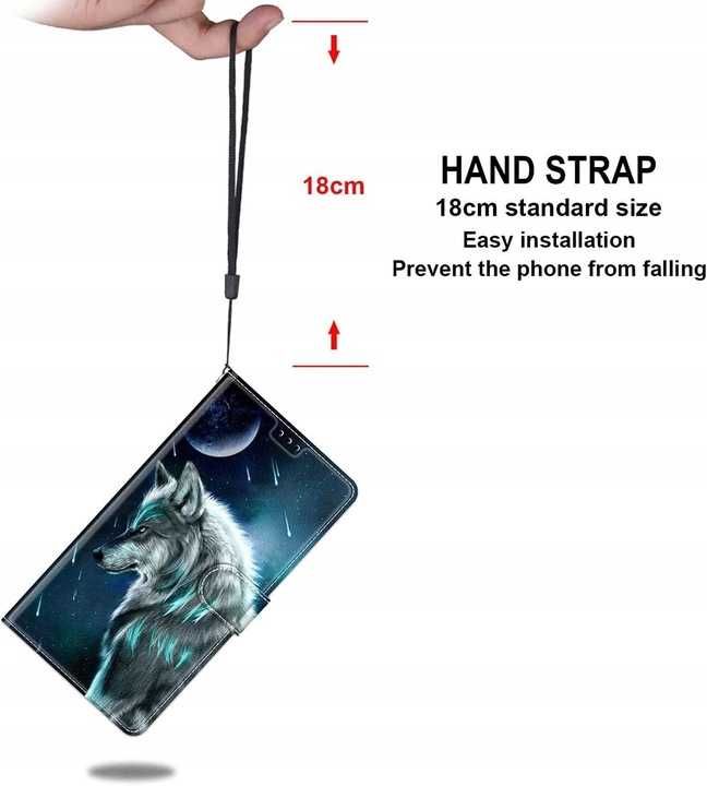 Etui do Xiaomi Redmi 10C / 10 Power / C40 z klapką ze skóry PU, wilk
