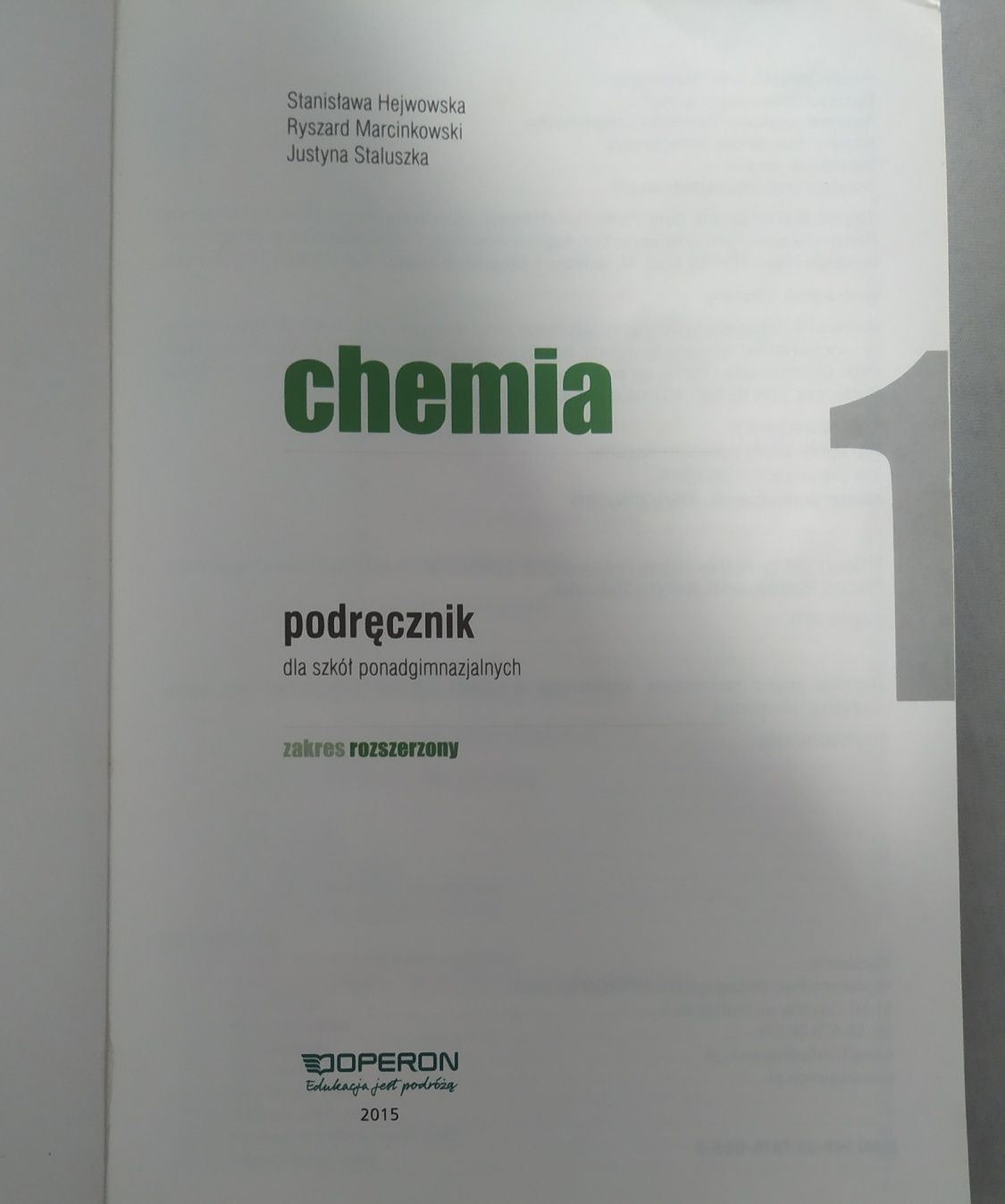 Podręcznik Chemia 1 zakre rozszerzony Operon