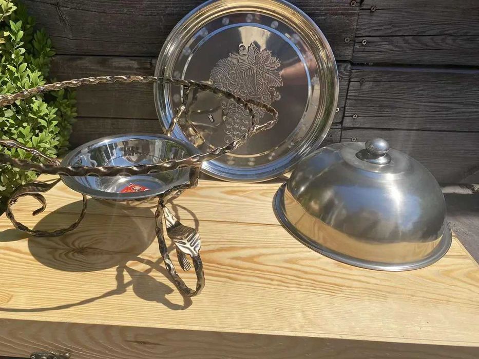 Садж для м'яса мангал шашлык, большая  тарелка для мяса с подогревом