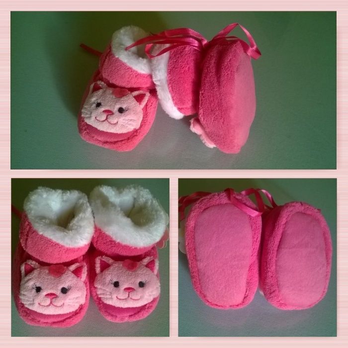 Pantufa menina Kitty, em pelo - Nunca usado, Tam 0-12