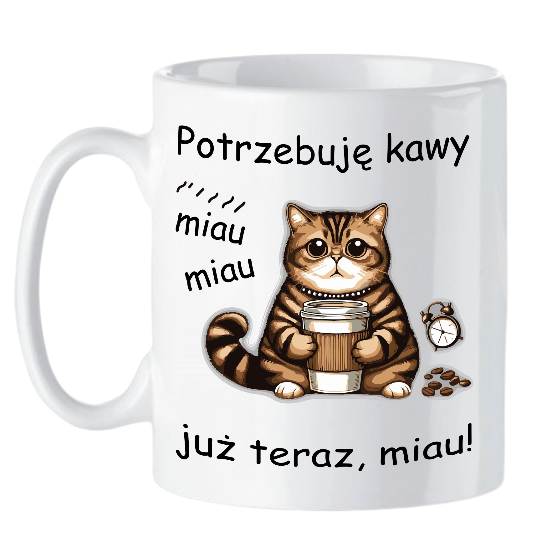 Kubek Potrzebuję Kawy Kot