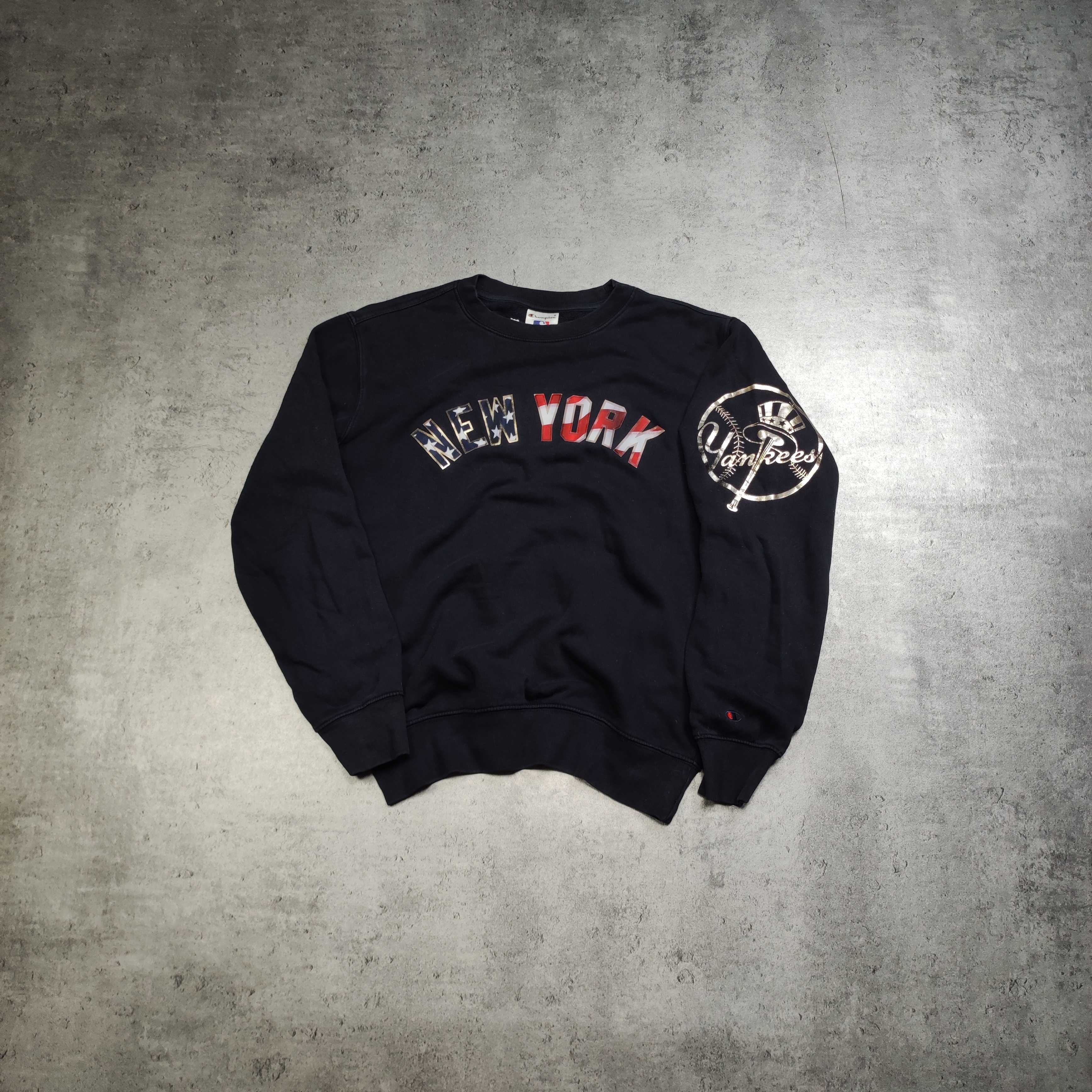 MĘSKA Bluza Granatowa bez Kaptura New York Yankees Champion MLB Logo