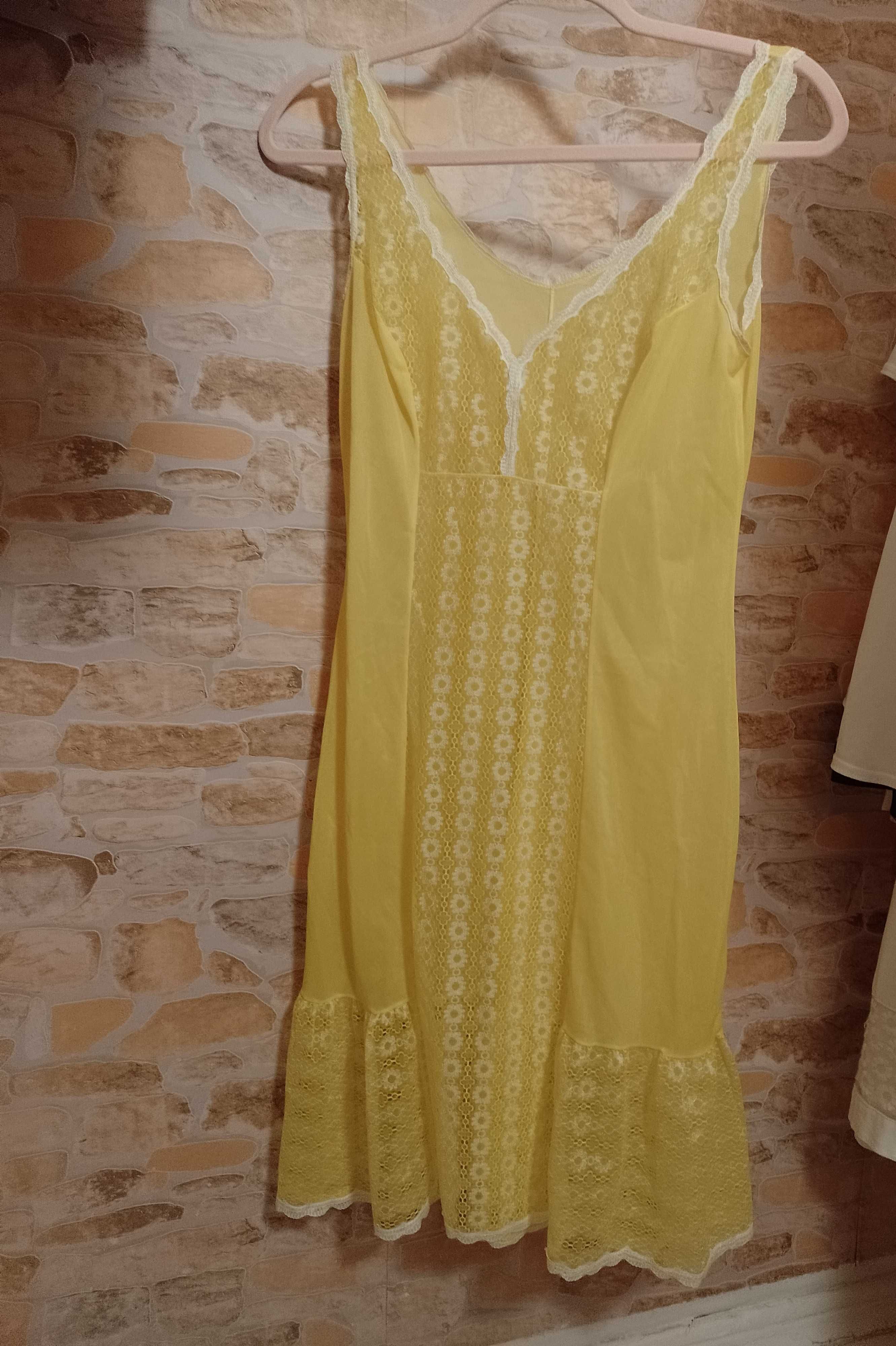 (42/XL) Żółta halka pod sukienkę z Londynu, koszulka nocna