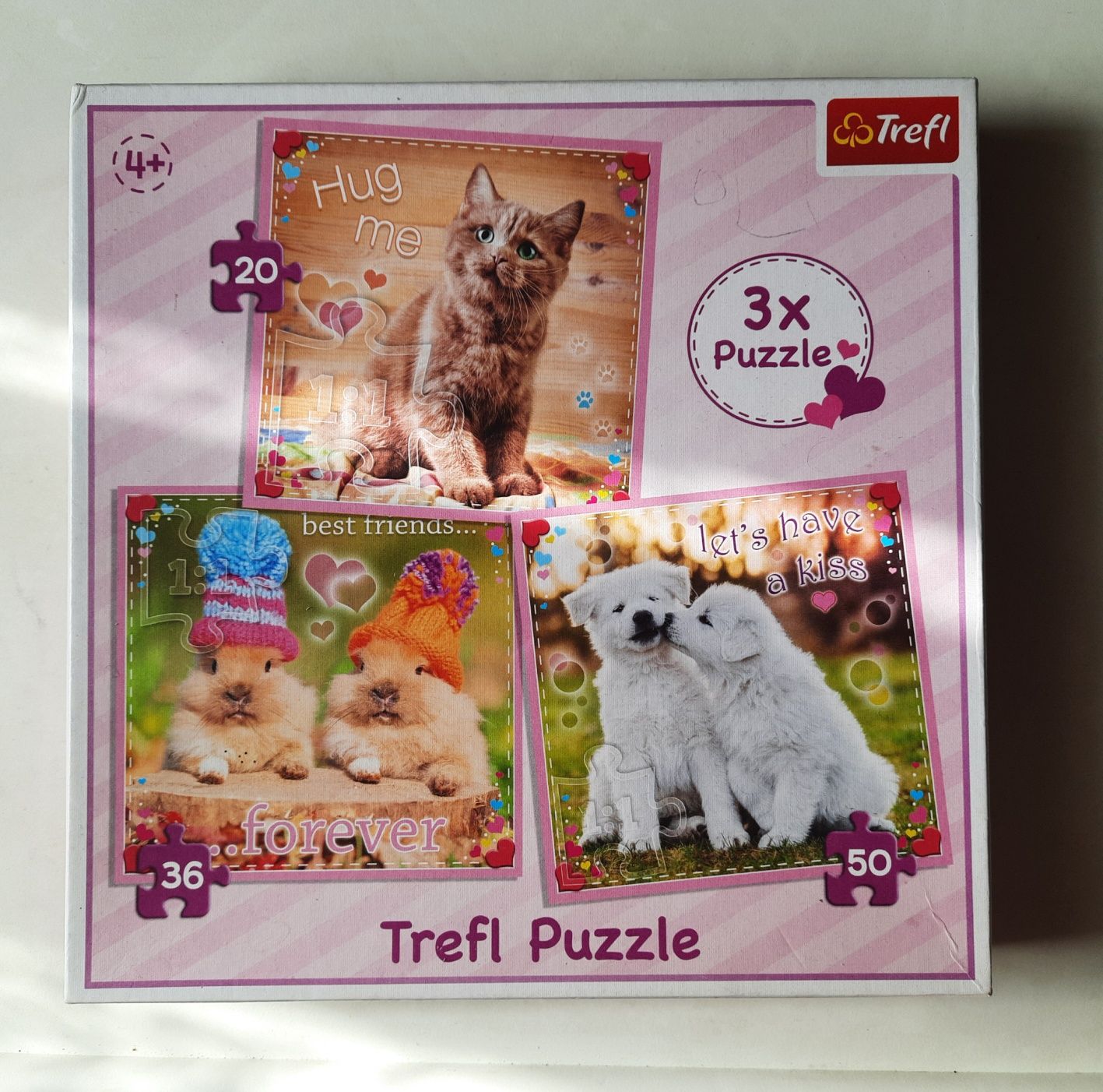 Trefl puzzle: kotek, pieski i króliczki.