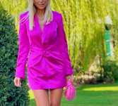 Nowa satynowa sukienka elegancka marynarka blezer fuksja zara
