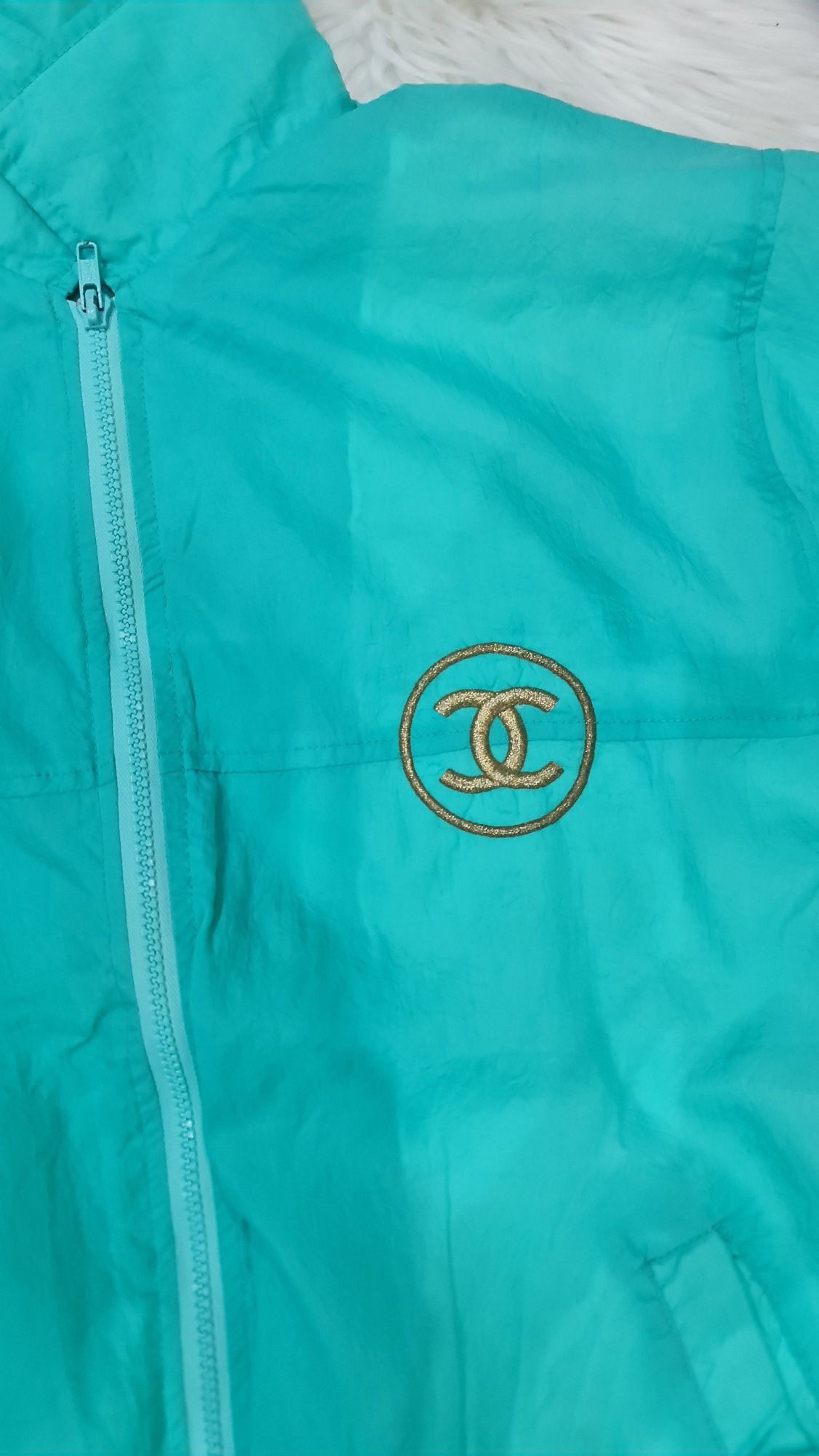 Chanel ortalionowa bluzo kurtka zielona m /L