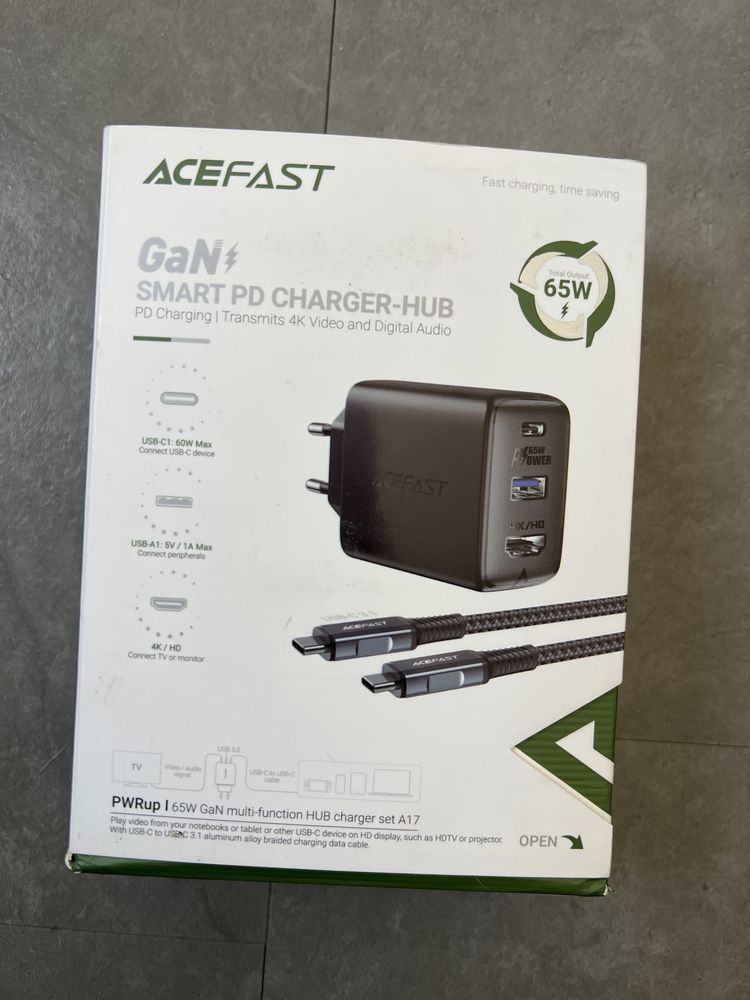 Ładowarka sieciowa ACEFAST A17 GaN 65W + Kabel USB Typ-C