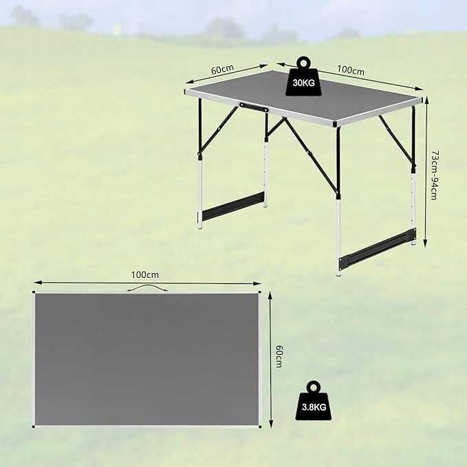 WOLTU Stół Kempingowy Składany 100cm x 60cm NrG192