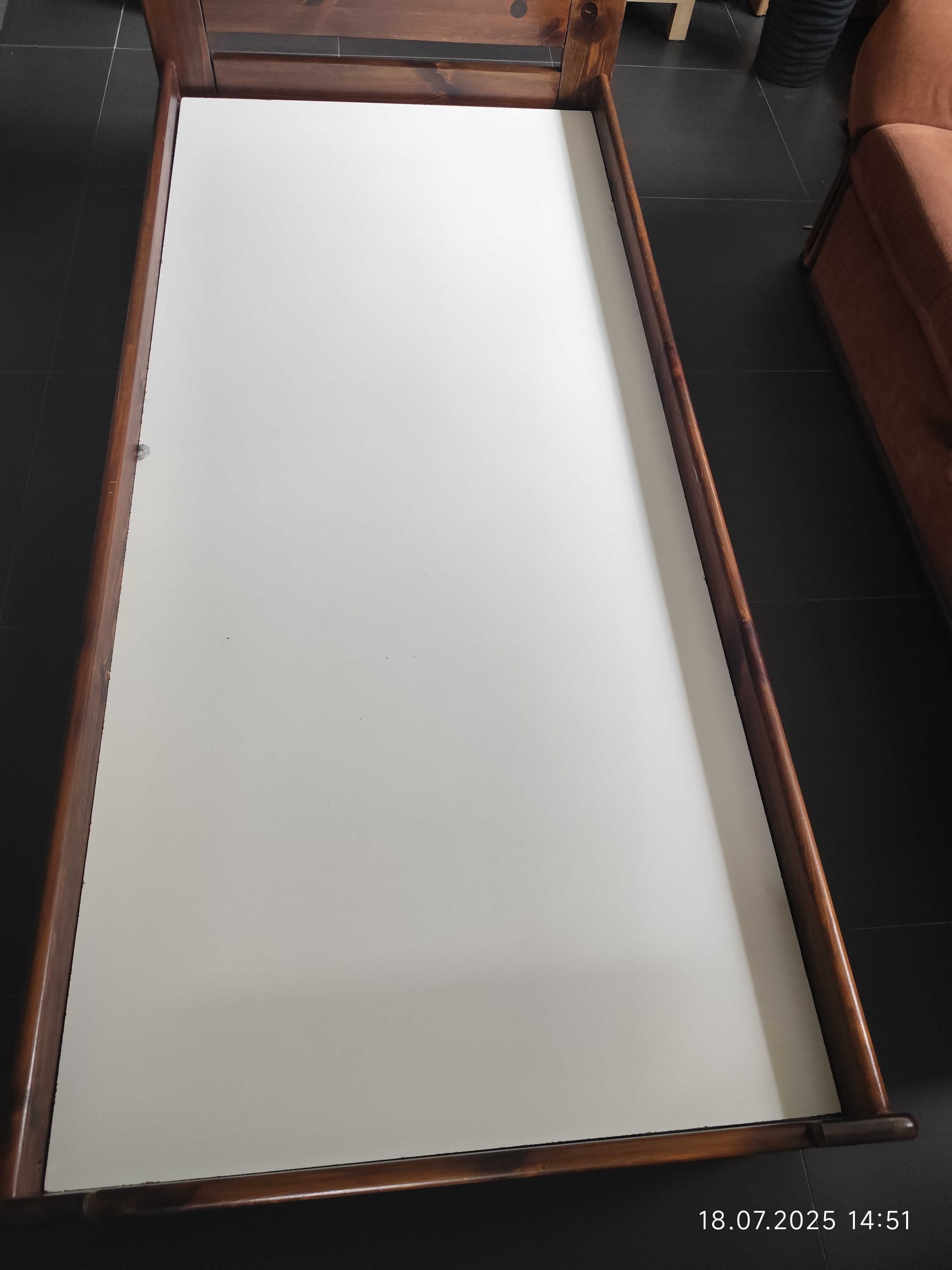 Łóżko z materacem i stelazem drewniane sosnowe 200 x 90 Ikea Sultan