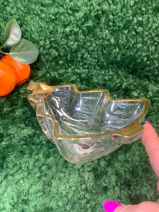 Цукерниця скляна у формі ялинки облямівкою Вишукана скляна цукерниця