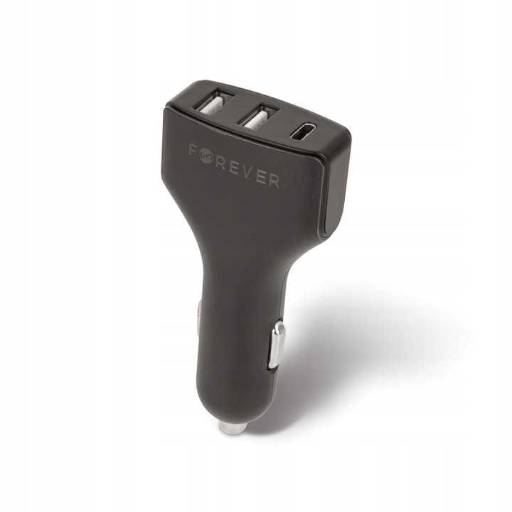 Ładowarka samochodowa szybka 2xUSB + USB Typ C PD 4,8A